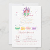 Waterverf Baby shower Franse Macarons Stripes Kaart (Voorkant)