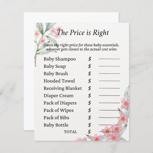 waterverf Baby shower Game (Voorkant / Achterkant)