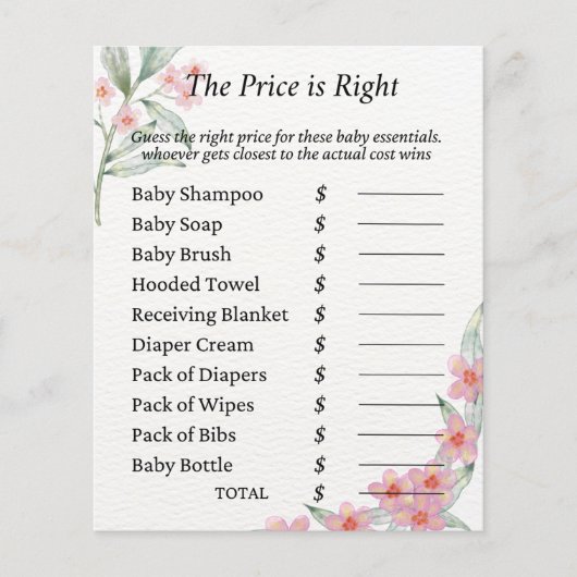 waterverf Baby shower Game (Voorkant)