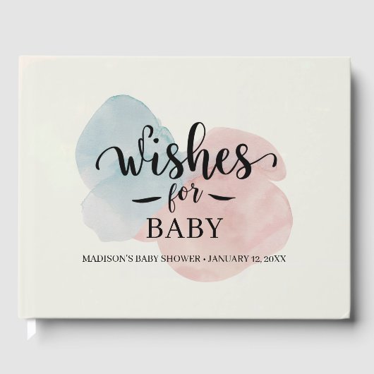 Waterverf Baby shower Gastenboek Wensen voor Baby (Voorkant)
