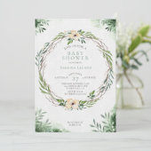 Waterverf Baby shower Greenery Wreath Kaart (Staand voorkant)