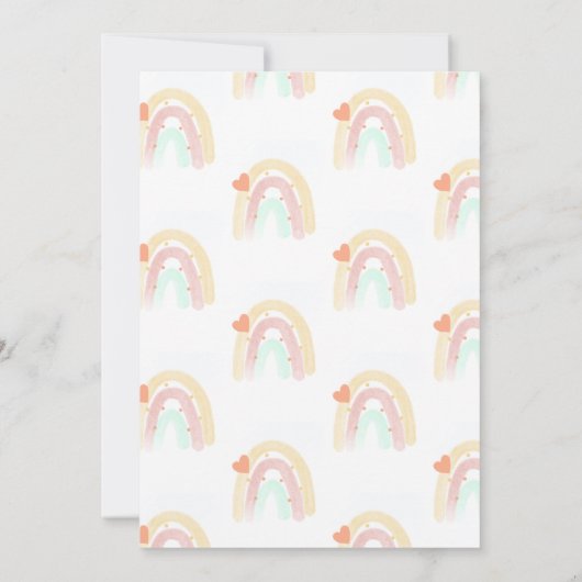 Waterverf Baby shower Hartslag regenboog Kaart (Achterkant)