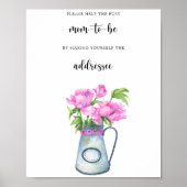 Waterverf baby shower - Help de Drukke Moeder-to-B Poster (Voorkant)