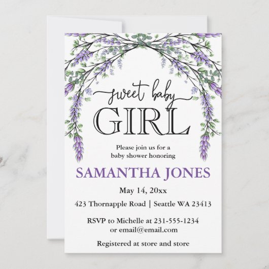 Waterverf baby shower invita kaart (Voorkant)