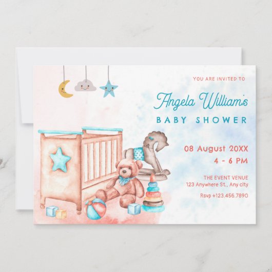 Waterverf baby shower kaart (Voorkant)