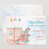 Waterverf baby shower kaart (Voorkant / Achterkant)