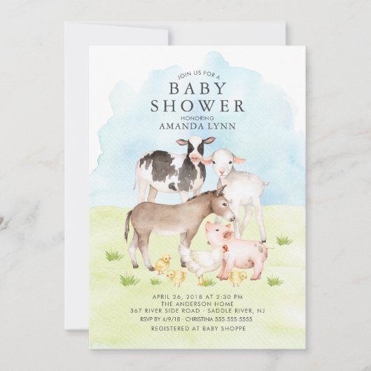 Waterverf Baby shower Kaart (Voorkant)