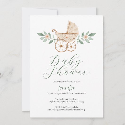  Waterverf Baby shower Kaart (Voorkant)