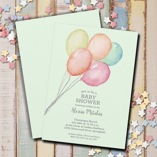 Waterverf Baby shower Kaart