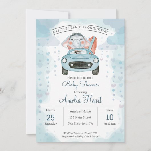 Waterverf Baby shower Kaart (Voorkant)