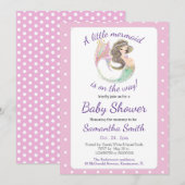 Waterverf Baby shower Kleine Zeemeermin Kaart (Voorkant / Achterkant)