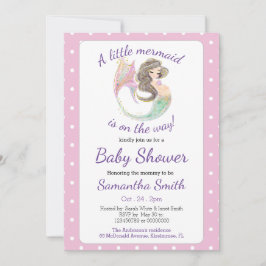 Waterverf Baby shower Kleine Zeemeermin Kaart