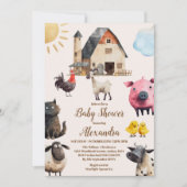 Waterverf Baby shower landbouwhuisdieren Kaart (Voorkant)