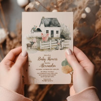 Waterverf Baby shower landbouwhuisdieren