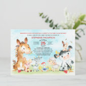 Waterverf Baby shower landbouwhuisdieren Kaart (Staand voorkant)