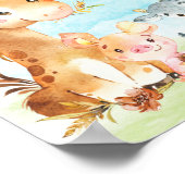Waterverf Baby shower landbouwhuisdieren Poster (Hoek)