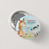 Waterverf Baby shower landbouwhuisdieren Ronde Button 3,2 Cm (Voorkant /achterkant)