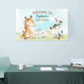 Waterverf Baby shower landbouwhuisdieren Spandoek (Beurs)