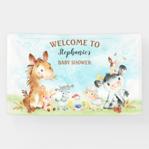 Waterverf Baby shower landbouwhuisdieren Spandoek