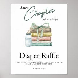 waterverf baby shower luier raffle nieuwe hoofdstu poster
