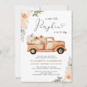 Waterverf Baby Shower met Pompoen Oude Truck Herfs Kaart (Voorkant)