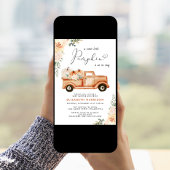 Waterverf Baby Shower met Pompoen Oude Truck Herfs Kaart