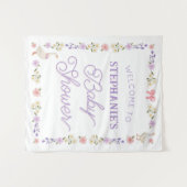 Waterverf Baby Shower met Wilde Bloemen Ganzen Wandkleed (Voorkant (horizontaal))