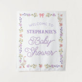 Waterverf Baby Shower met Wilde Bloemen Ganzen Wandkleed (Voorkant)