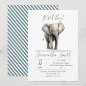 Waterverf Baby shower Olifant Uitnodiging (Voorkant / Achterkant)