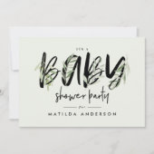 Waterverf baby shower olijfbladeren aankondiging (Voorkant)