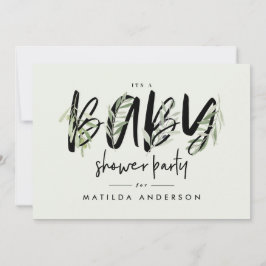 Waterverf baby shower olijfbladeren aankondiging