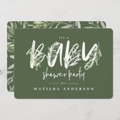 Waterverf baby shower olijfbladeren aankondiging (Voorkant / Achterkant)