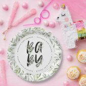 Waterverf baby shower olijfbladeren papieren bordje (Feest)