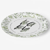 Waterverf baby shower olijfbladeren papieren bordje (Gekanteld)