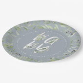 Waterverf baby shower olijfbladeren papieren bordje (Gekanteld)