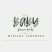 Waterverf baby shower olijfbladeren rechthoekige sticker (Voorkant)