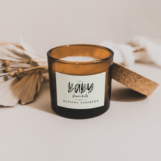 Waterverf baby shower olijfbladeren rechthoekige sticker