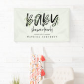 Waterverf baby shower olijfbladeren spandoek (Insitu)