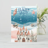 Waterverf Baby shower onder het Zee Kaart (Staand voorkant)