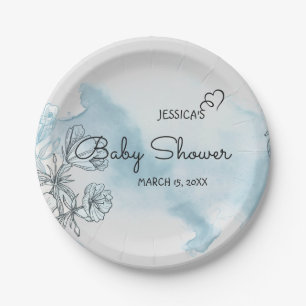 Waterverf Baby shower Papieren Borden Bordje