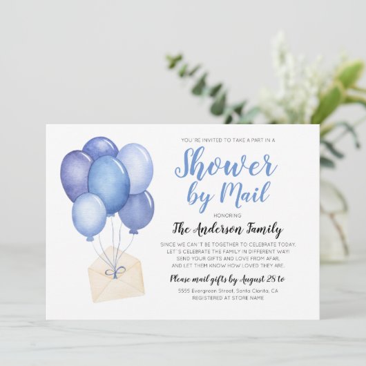 Waterverf Baby shower per post lange afstand Kaart (Staand voorkant)