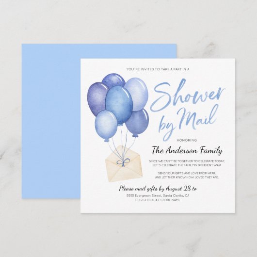 Waterverf Baby shower per post lange afstand Kaart (Voorkant / Achterkant)