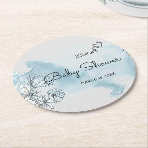Waterverf Baby shower Ronde Onderzetter