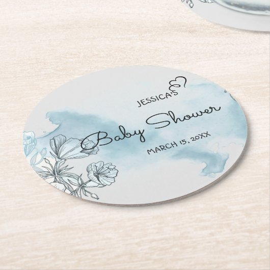 Waterverf Baby shower Ronde Onderzetter (Gebogen)