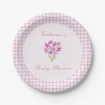 Waterverf Baby Shower Roze Bloemen Papieren Borden