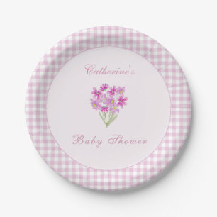 Waterverf Baby Shower Roze Bloemen Papieren Borden Bordje