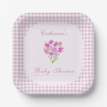 Waterverf Baby Shower Roze Bloemen Papieren Borden