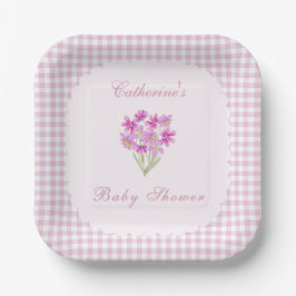 Waterverf Baby Shower Roze Bloemen Papieren Borden Bordje
