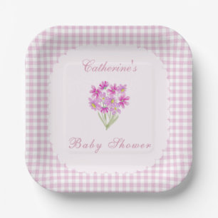 Waterverf Baby Shower Roze Bloemen Papieren Borden Bordje