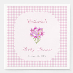 Waterverf Baby Shower Roze Bloemen Servetten